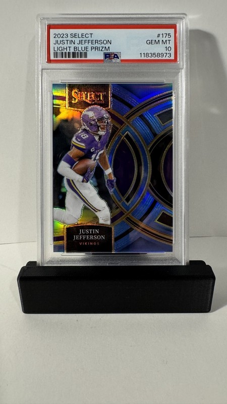 2023 Select - Premier Level Justin Jefferson #175 Light Blue Prizm /99 PSA 10