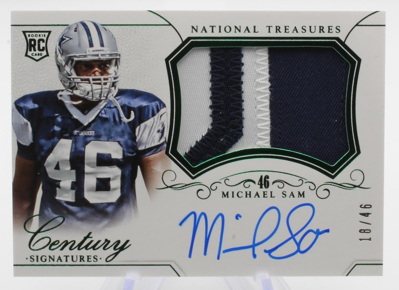 2014 Panini National Treasure Century Signature Michael Sam 277 18/46 Patch Auto