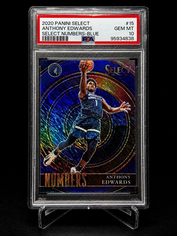 ANTHONY EDWARDS PSA 10 GEM MINT 2020-21 Panini Select -Select Blue Numbers #15