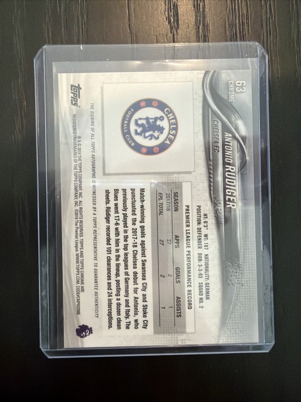 ANTONIO RUDIGER - 2018-19 Topps Chrome Premier League Auto  Chelsea Germany view 2