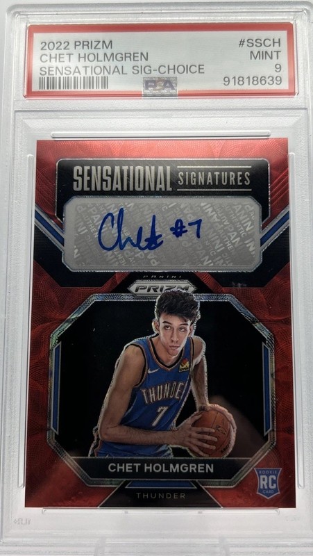 2022 Prizm Chet Holmgren Rookie Signatures Red Choice AUTO PSA 9 Thunder (329)