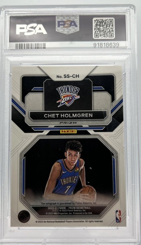2022 Prizm Chet Holmgren Rookie Signatures Red Choice AUTO PSA 9 Thunder (329) view 2