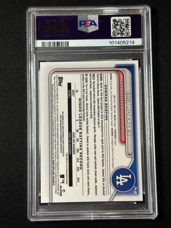 2024 Bowman Chrome - Prospect Autographs Emil Morales #CPA-EM  AUTO PSA 10 💎 view 2