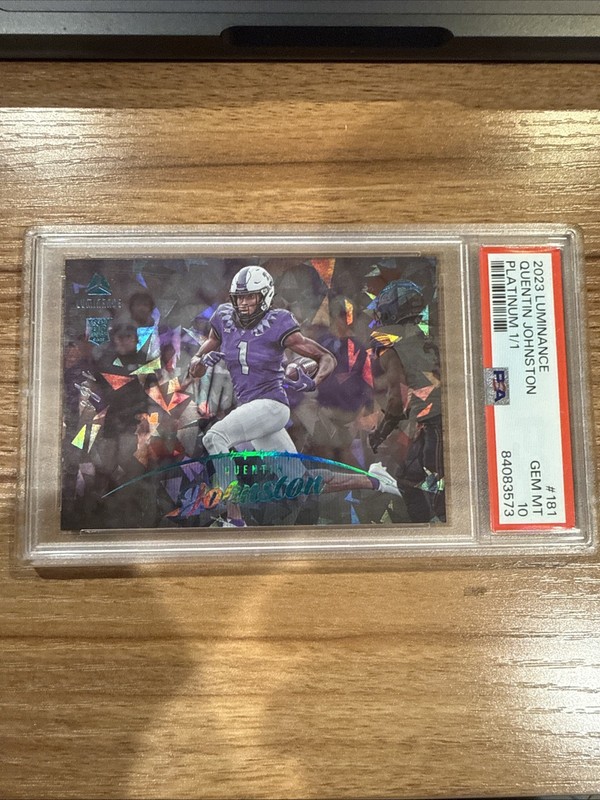 2023 Panini Luminance - Rookie Platinum 1/1 #181 Quentin Johnston PSA 10