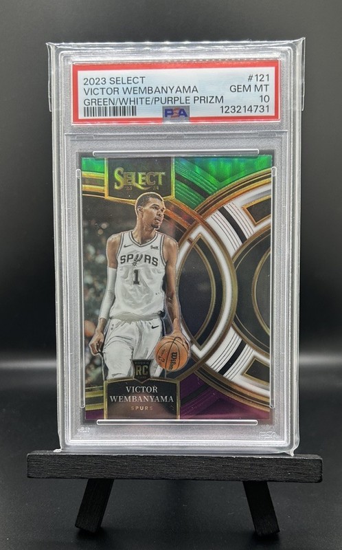2023-24 Panini Select Victor Wembanyama #121 Green White Purple Prizm RC PSA 10