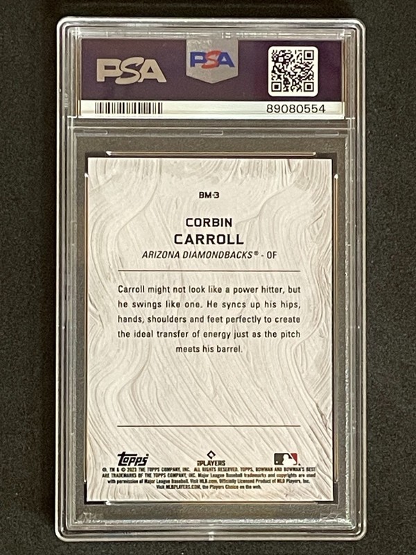 2023 Bowman's Best Masterpieces Corbin Carroll Diamondbacks *Rookie Card PSA 10 view 2
