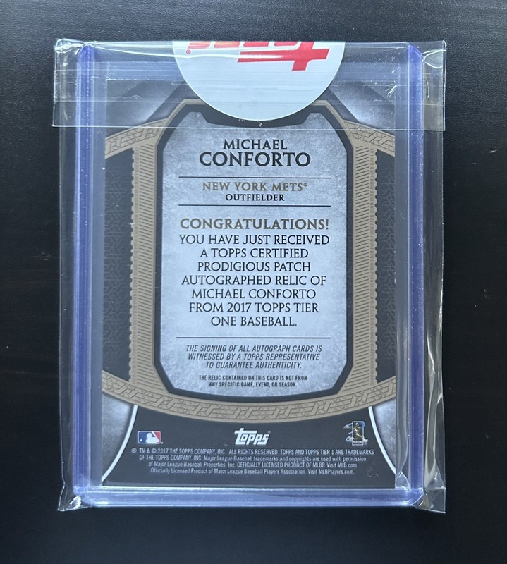 2017 Topps Tier One Michael Conforto Prodigious Patch  Auto Jumbo Game Used /10 view 2