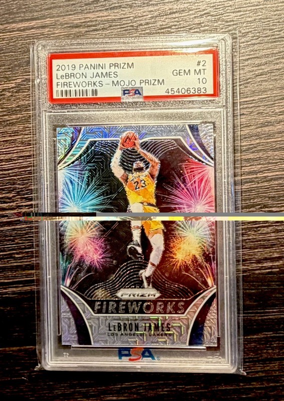 2019-20 Panini Prizm Lebron James #2 Mojo Prizm Fireworks /25 PSA 10 GEM MT