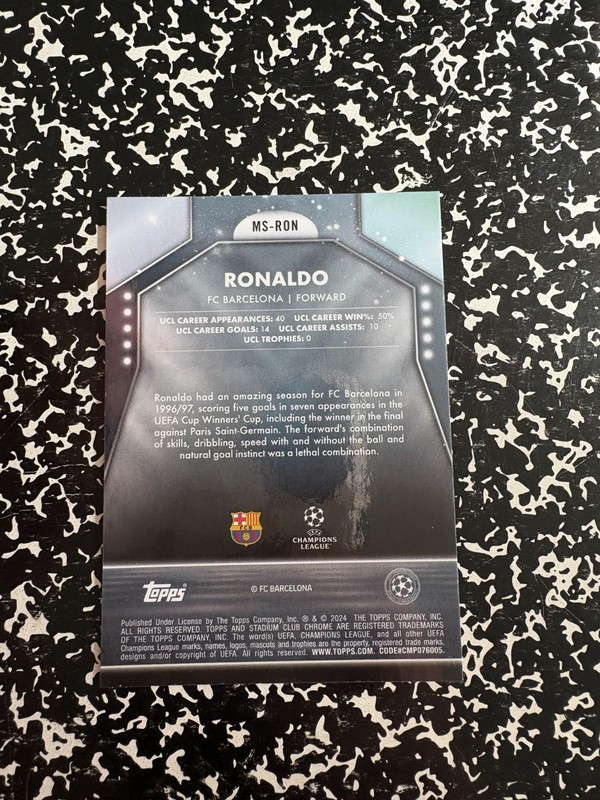 2023-24 Topps Chrome Stadium  UCC Barcelona Legend R9 Ronaldo Main Stage Brazil view 2