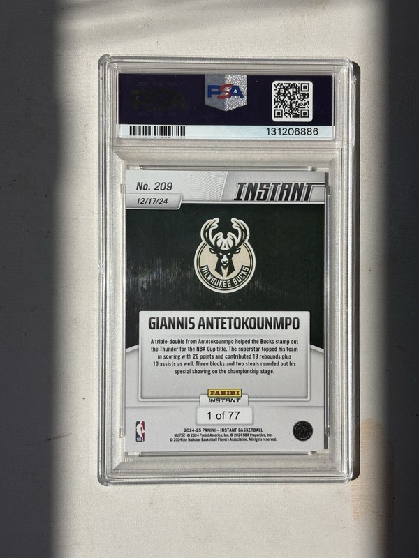 2024 PANINI INSTANT NBA #209 GIANNIS ANTETOKOUNMPO PSA AUTHENTIC DNA AUTO 9 view 2
