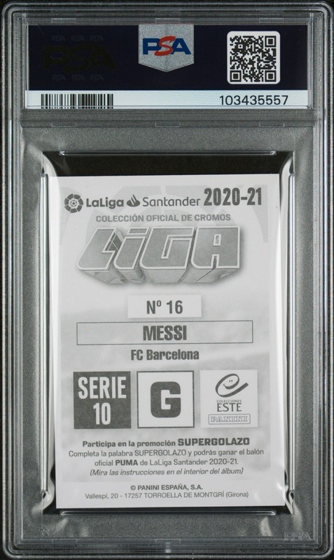 LIONEL MESSI 2020-21 Panini Spanish Liga Serie 10 Autografo PSA 10 #16 Auto Mint view 2