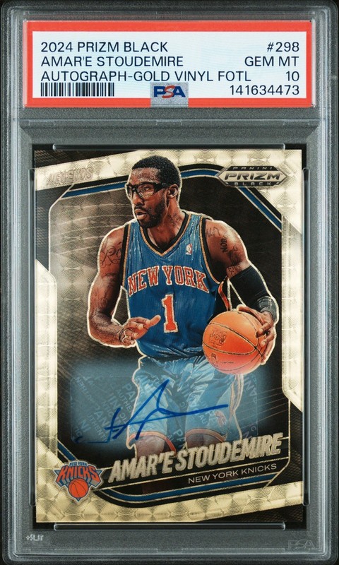 2024 PANINI PRIZM BLACK AMAR'E STOUDEMIRE AUTO 5/5 GOLD VINYL FOTL KNICKS NY
