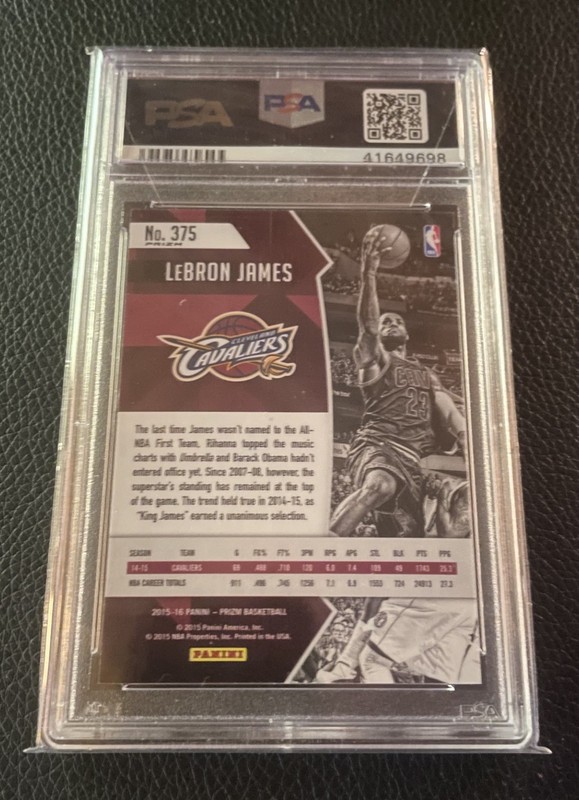 2015 Prizm Lebron James Red White Blue Wave All NBA 1st Team PSA MINT 9!!! view 2