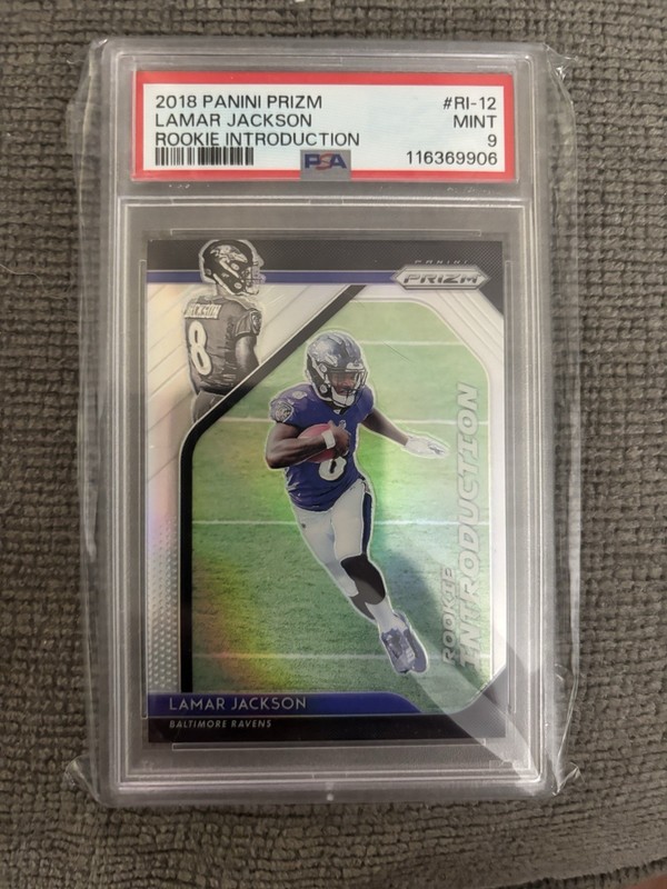 2018 Panini Prizm Rookie Introduction Lamar Jackson PSA 9 view 1