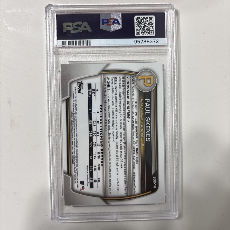 2023 Bowman Draft - Chrome Paul Skenes #BDC-14 (RC)  PSA 10 view 2