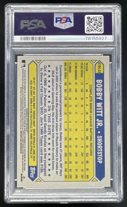 2022 Topps Chrome Ben Baller Edition 1987 #87BC-23 Bobby Witt Jr. RC PSA 10 view 2
