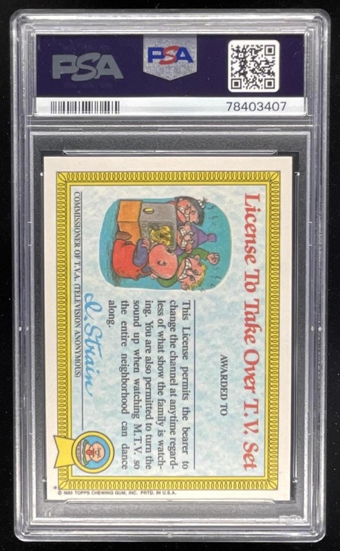 1985 Garbage Pail Kids Stickers #30a New Wave Dave PSA 9 view 2