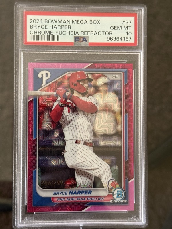 2024 Bowman Mega Box Bryce Harper Fuchsia Ref 286/299 #37