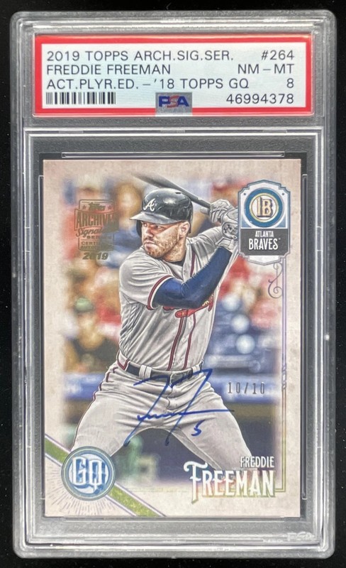 2019 Topps Archives Signature Series Autograph Freddie Freeman Auto /10 PSA 8