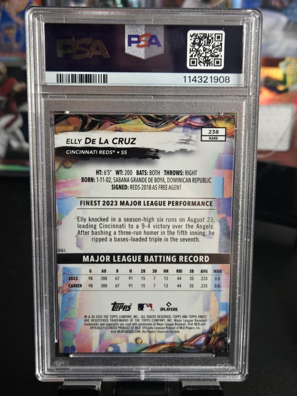 2024 Topps Finest - Rare Elly De La Cruz #238 (RC) PSA 10 Reds view 2