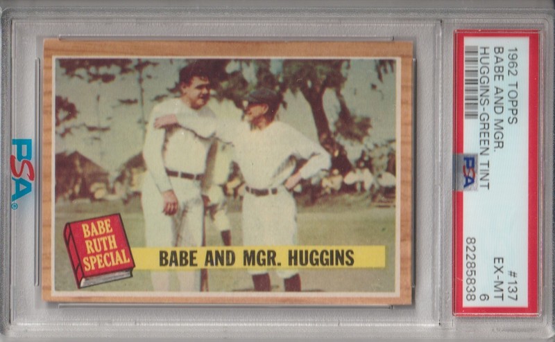 Babe Ruth/Miller Huggins 1962 Topps Green Tint #137 PSA 6
