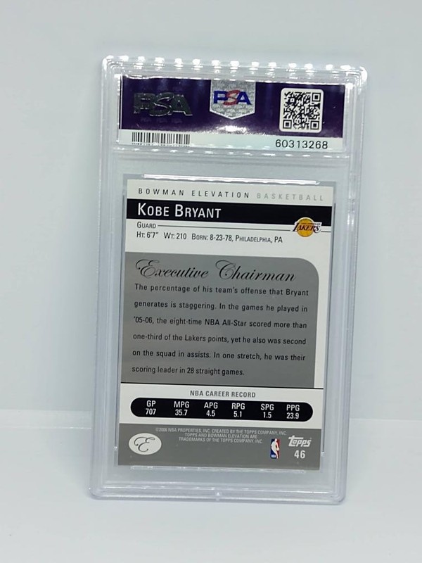 2006-07 Bowman Elevation #46 Kobe Bryant Los Angeles Lakers PSA 9 view 2