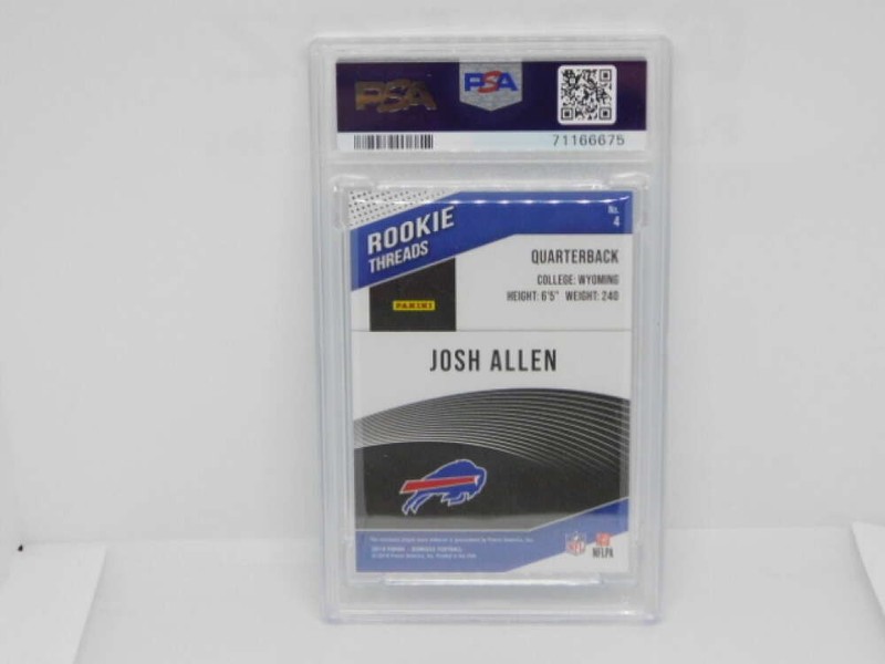 2018 Panini Donruss Rookie Threads #4 Josh Allen RC Rookie Buffalo Bills PSA 9 view 2