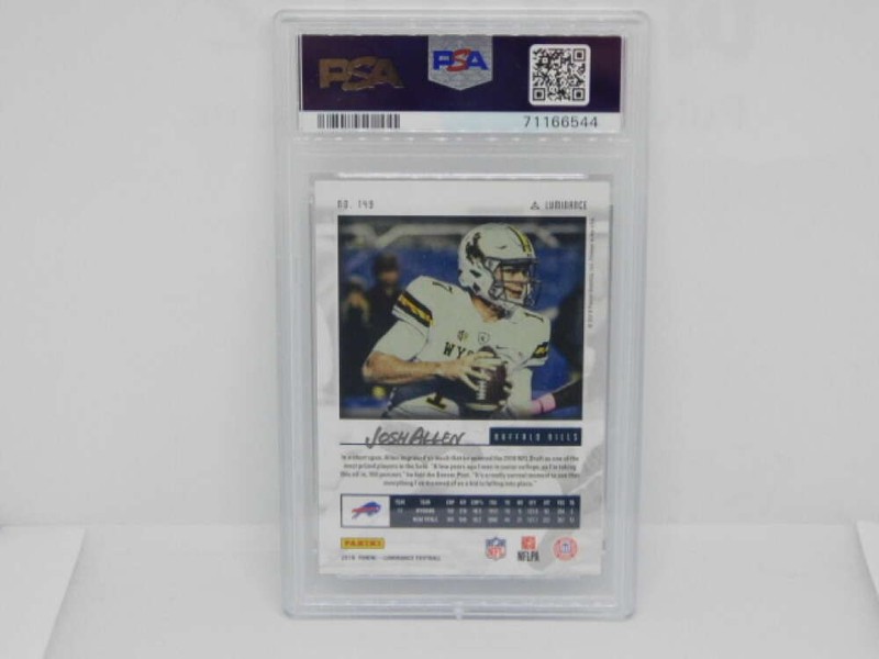 2018 Panini Luminance #149 Josh Allen RC Rookie Buffalo Bills PSA 9  Serial Numb view 2