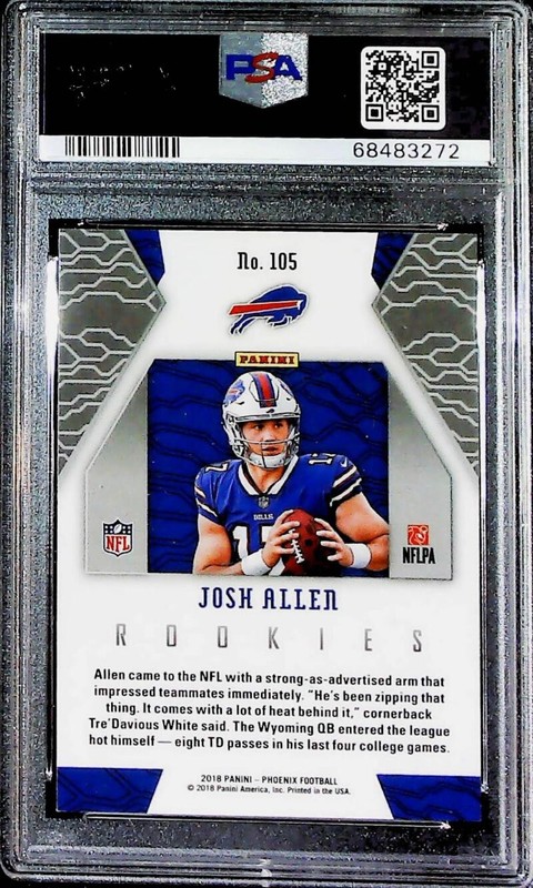 2018 Panini Phoenix #105 Josh Allen RC Rookie Buffalo Bills PSA 9  Serial Number view 2