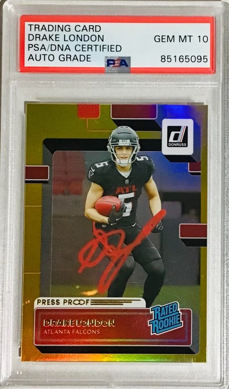 2022 Donruss Optic Drake London Press Proof On Card Auto Rated Rookie PSA 10