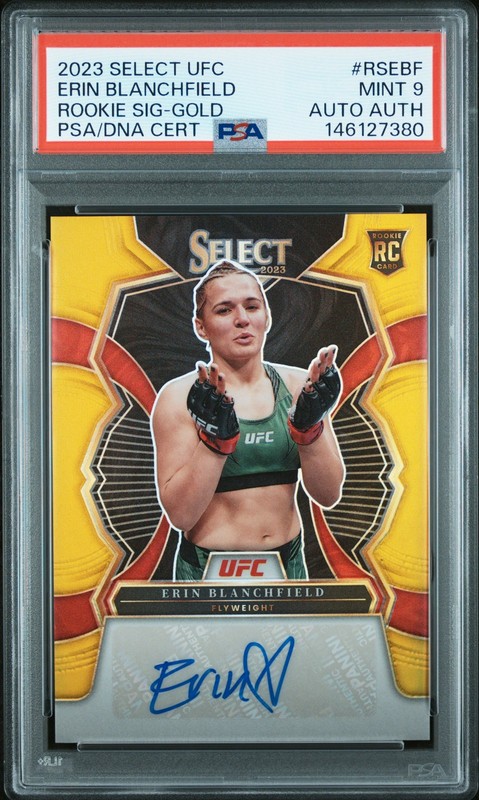 ERIN BLANCHFIELD 2023 Panini Select UFC Rookie Signatures Gold #/10 PSA 9