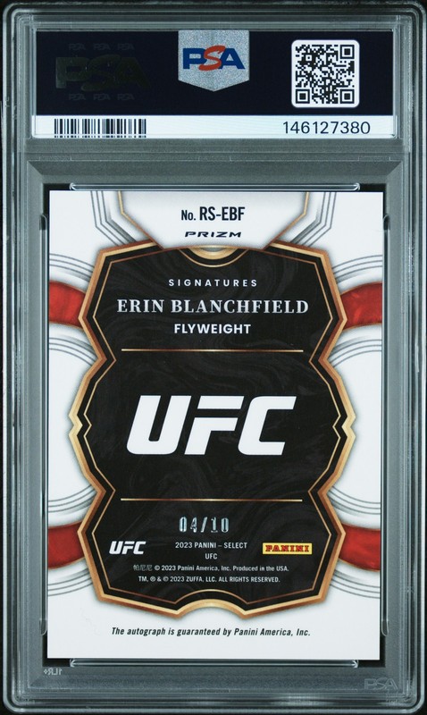 ERIN BLANCHFIELD 2023 Panini Select UFC Rookie Signatures Gold #/10 PSA 9 view 2
