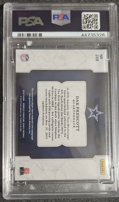 2016 Donruss Signature Series Dak Prescott #288 PSA 8 view 2