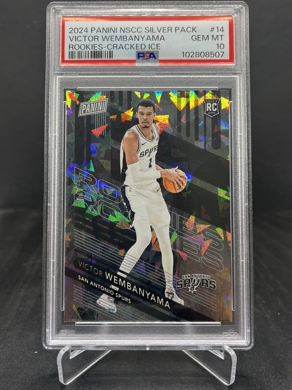 2024 Panini National Silver Pack Victor Wembanyama RC Cracked Ice 03/25 PSA 10
