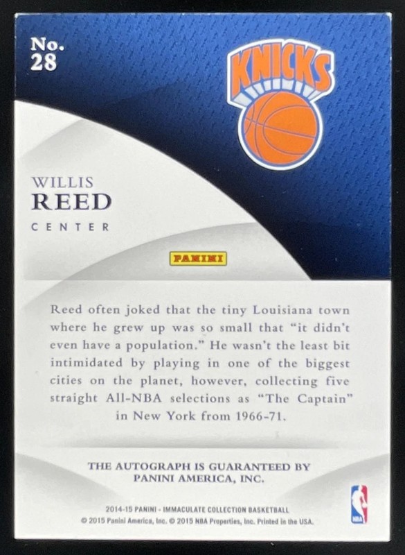 2014-15 Panini Immaculate Collection INK #28 Willis Reed Auto /75 view 2
