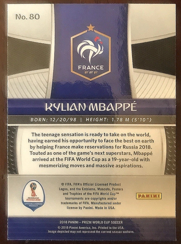 2018 Panini Prizm Kylian Mbappe RC MINT view 2