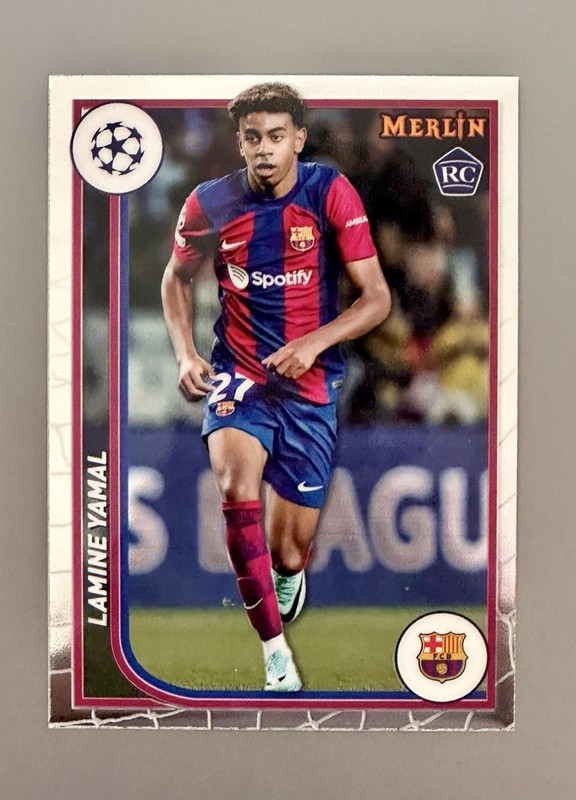 2023-24 Topps Chrome Merlin UEFA Lamine Yamal RC Rookie #27 Barcelona