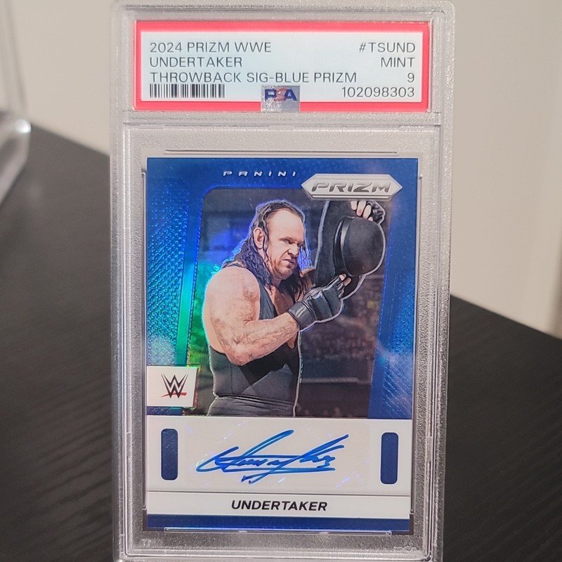 Panini 2024 Prizm WWE Undertaker Throwback Sigs Blue Prizm Auto /49 PSA 9