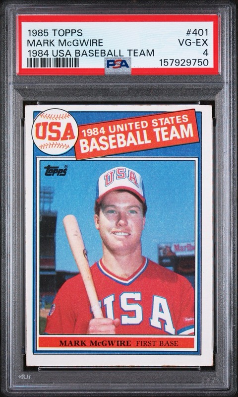 Topps 1985 Mark McGwire 1984 USA Baseball Team #401 Rookie Base PSA 4