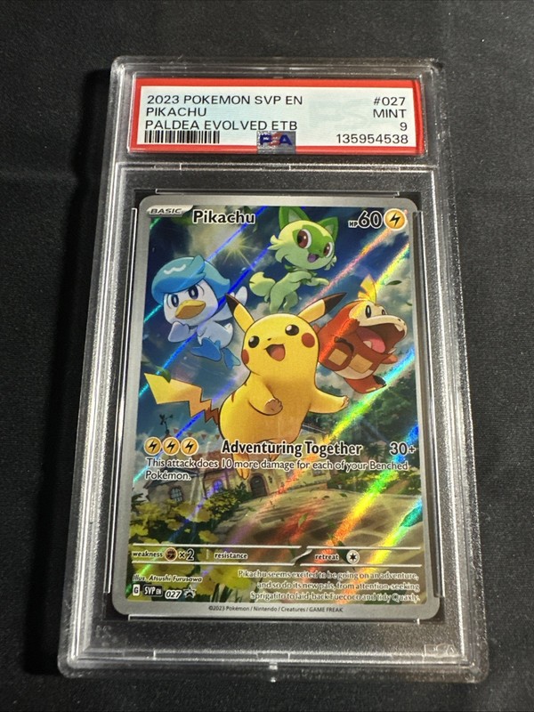2023 POKEMON SVP EN-SV PALDEA EVOLVED ETB PROMO #027 PIKACHU PSA 9