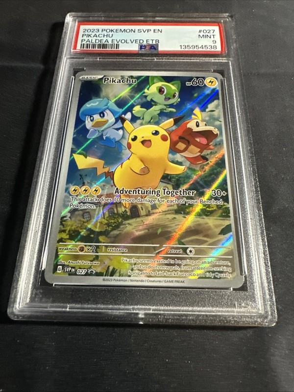 2023 POKEMON SVP EN-SV PALDEA EVOLVED ETB PROMO #027 PIKACHU PSA 9 view 2
