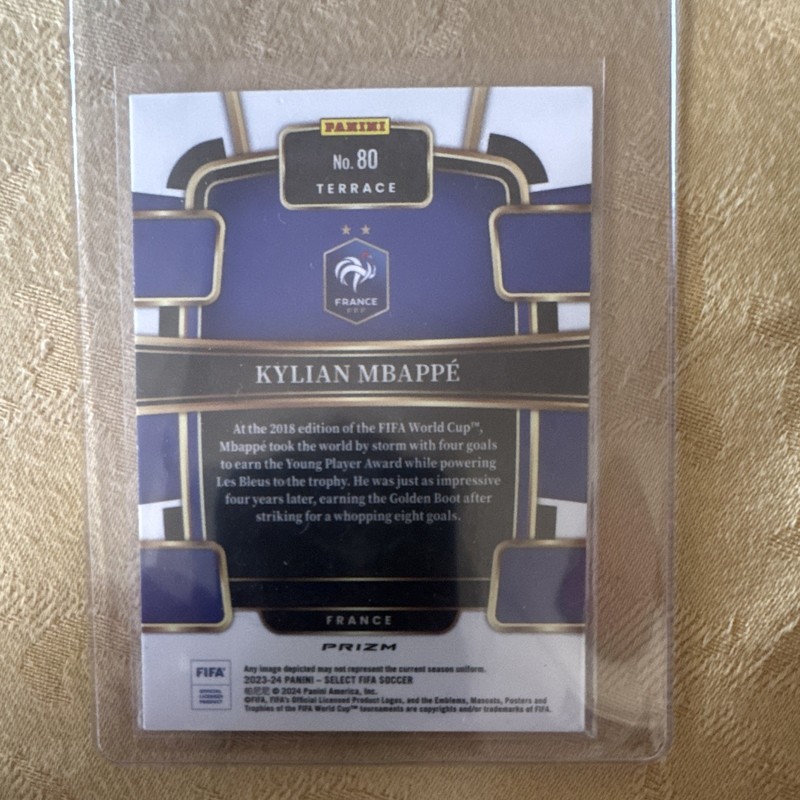2023-24 Panini Select FIFA - Terrace Kylian Mbappe #80 Purple Mojo Prizm view 2