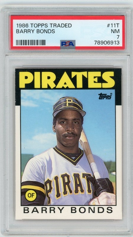 1986 Topps Traded #11T Barry Bonds Pittsburgh Pirates RC Rookie PSA 7 NM