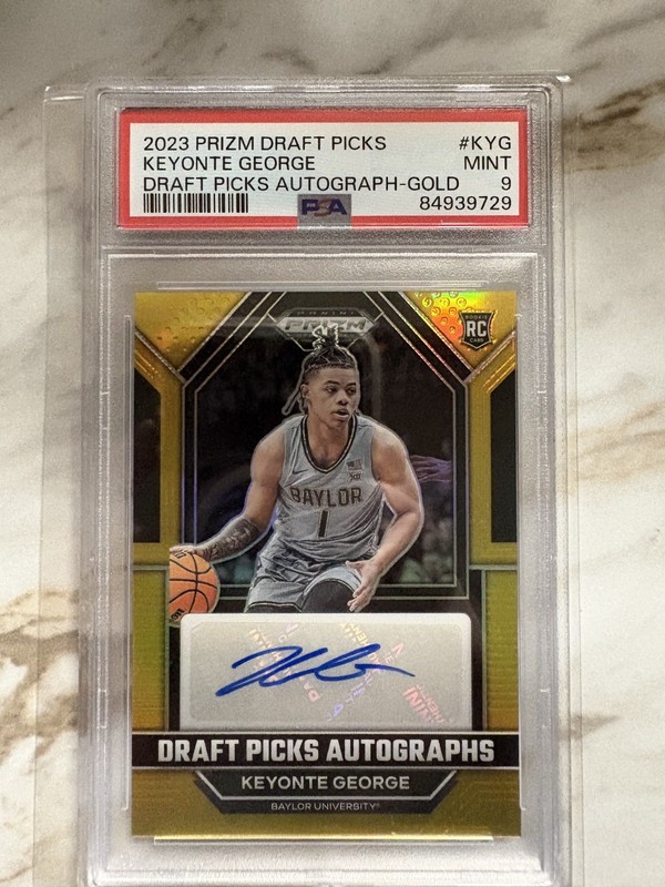2023 Panini Prizm Draft Picks Keyonte George Rookie Gold Auto 03/10 Psa 9 Pop 1