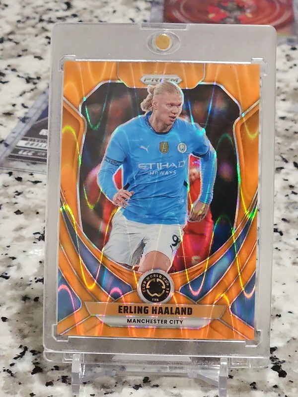 2025 Panini Erling Haaland Orange Wave Prizm Card /199 Soccer Card