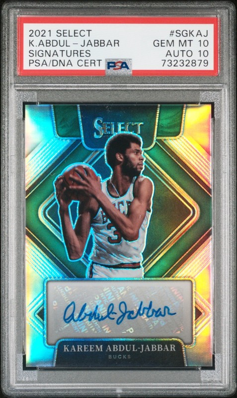 🔥 2021 SELECT KAREEM ABDUL-JABBAR SIGNATURES AUTO SILVER PRIZM /249 PSA 10 / 10