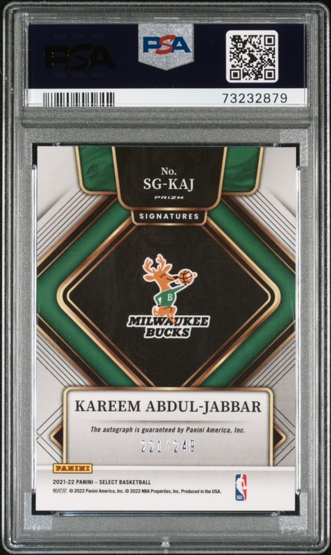 🔥 2021 SELECT KAREEM ABDUL-JABBAR SIGNATURES AUTO SILVER PRIZM /249 PSA 10 / 10 view 2