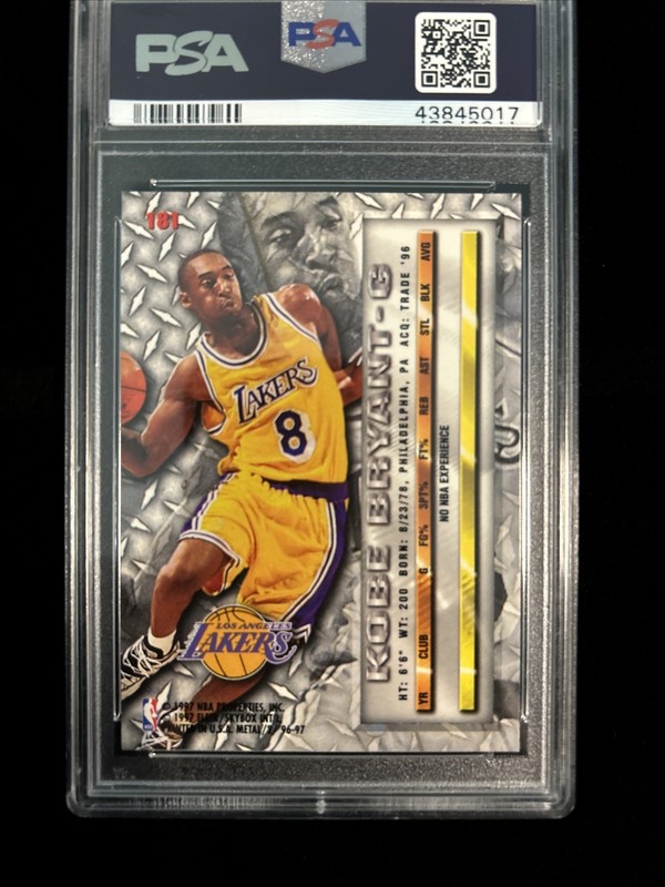 1996-97 Fleer Metal Kobe Bryant #181 (RC) Psa 8 view 2