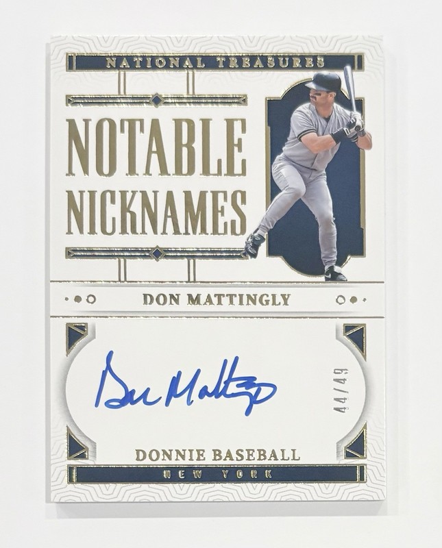 Don Mattingly 2024 National Treasures Notable Nicknames Auto /49 Yankees