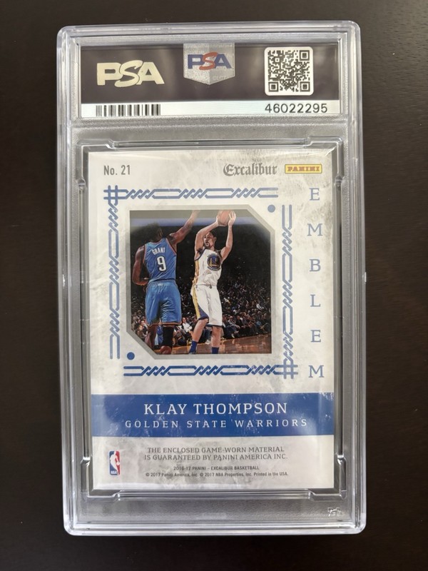 2016 Panini Excalibur Klay Thompson Game-Worn Patch /99 PSA 9 view 2